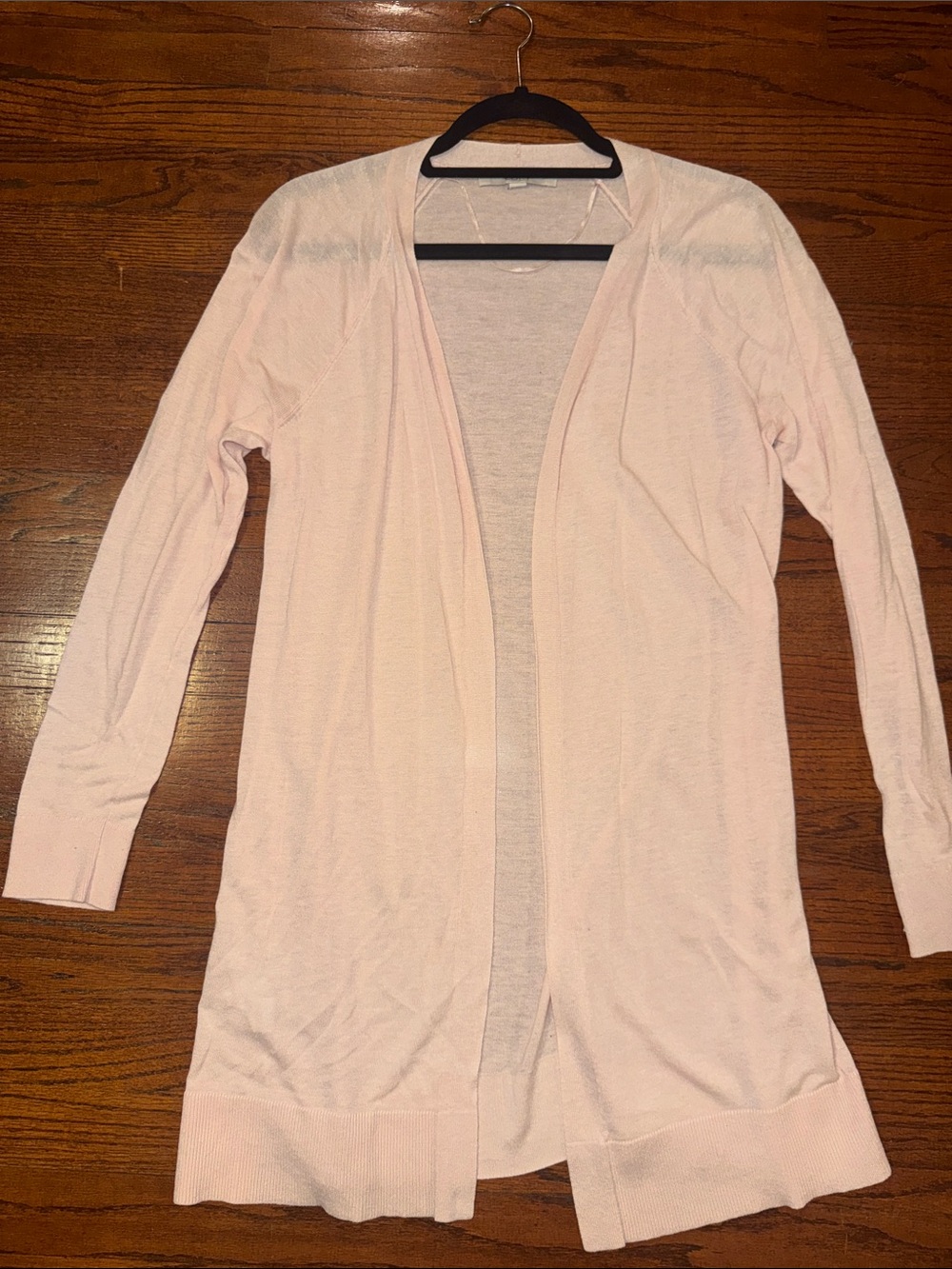 LOFT Light Pink Open-Front Long Cardigan